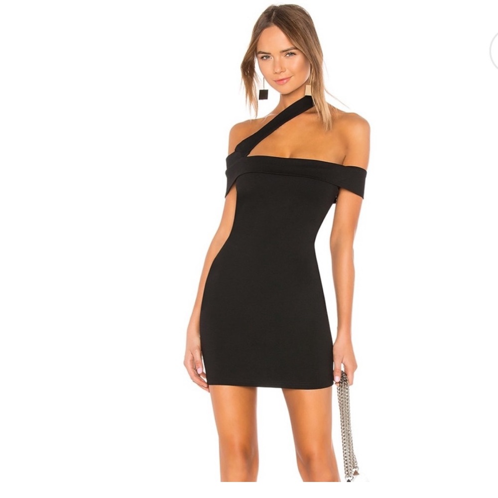 Superdown Linda Asymmetric Bodycon Dress In Black